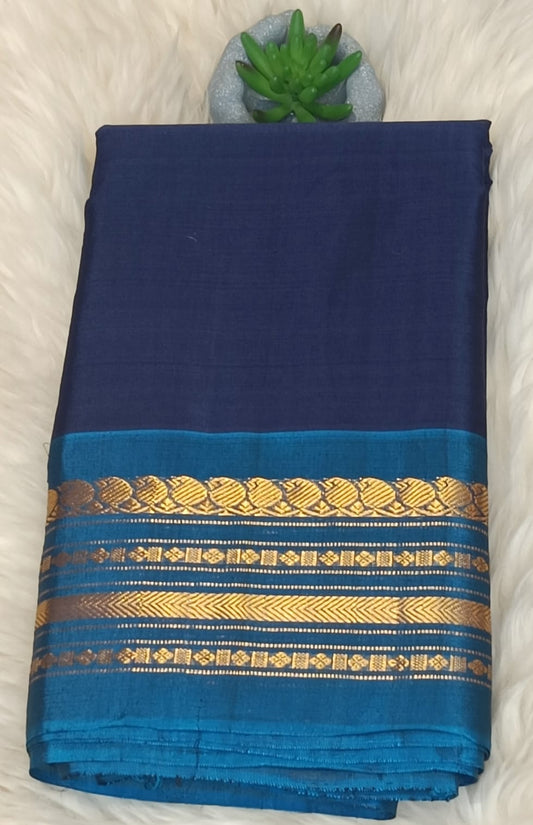 Pure Gadwal Silk Saree- Navy Blue