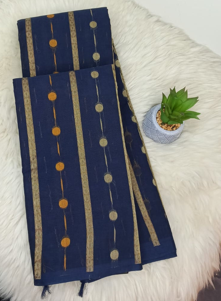 Pure Cotton 80/80 Counts Dot Pattern Saree