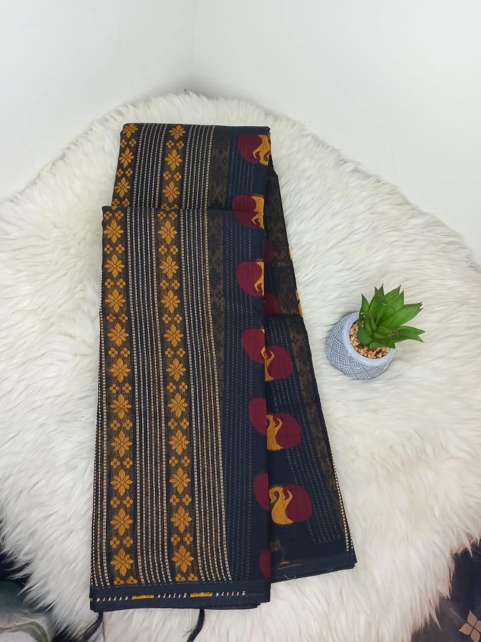 PURE  Black Cotton 80/80 SAREE