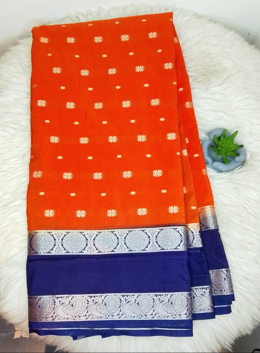 Semi Crepe Silk Saree – Butta Motifs