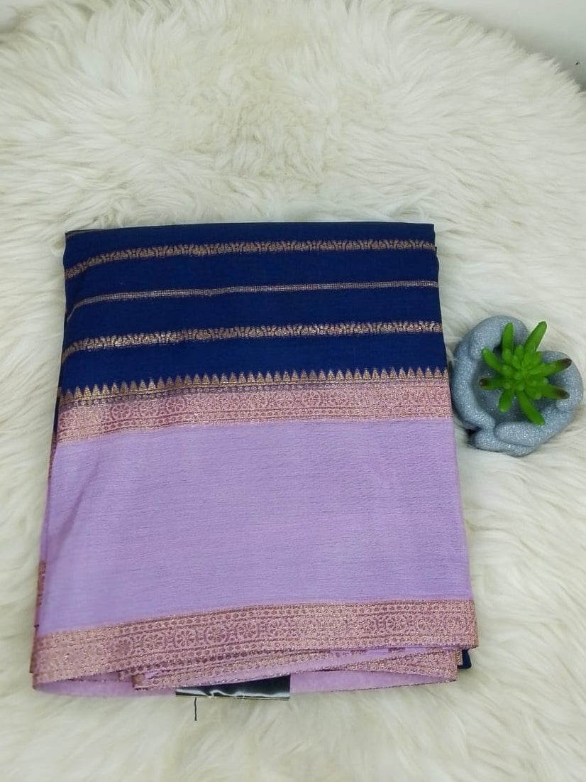 SEMI KHADDI GEORGETE - TEAL BLUE