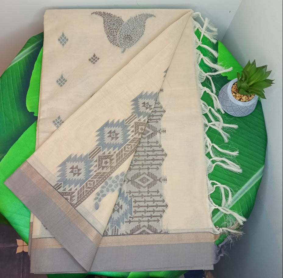 Pure Cotton 2 Leaves Pattern Saree  80/80