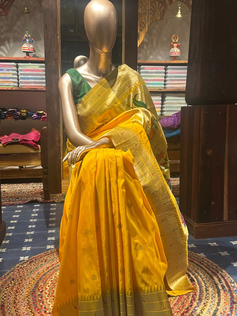 Semi Soft Silk Paithani Saree - Yellow