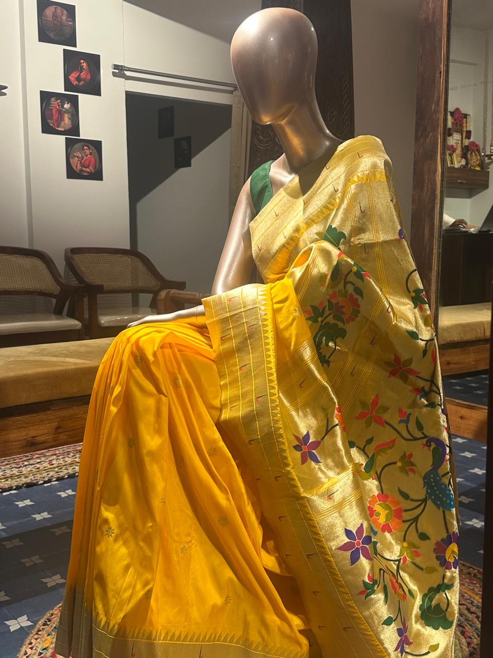 Semi Soft Silk Paithani Saree - Yellow